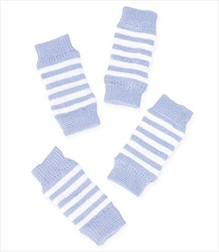 Dog Leg Warmers - Striped (Set of 4) (Blue & White, 2 - Medium: 4" length x 1.5" width)