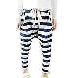 PanDaDa Baby Girls Striped Casual Pants Harem Pants Low Crotch Sweatpants Baggy