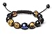 Bella.Vida Mens Handmade Adjustable Braided 12mm Natural Lava Stones and Hawks Eye Bead Bracelet