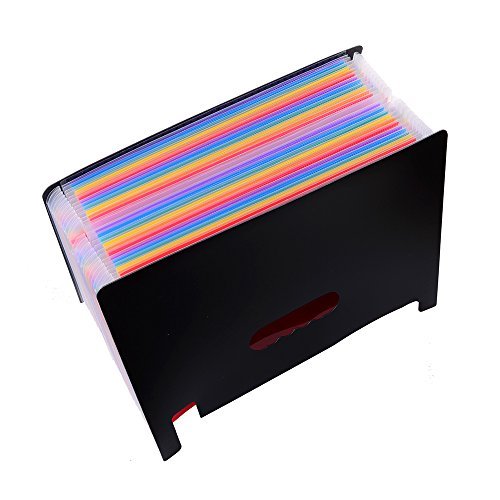 24 Pockets High Capacity Multicolour Accordian File Organizer Portable Stand Expandable Business Accordian Folders Plastic A4 Letter Size Expanding File Folder - Thumbnail 5