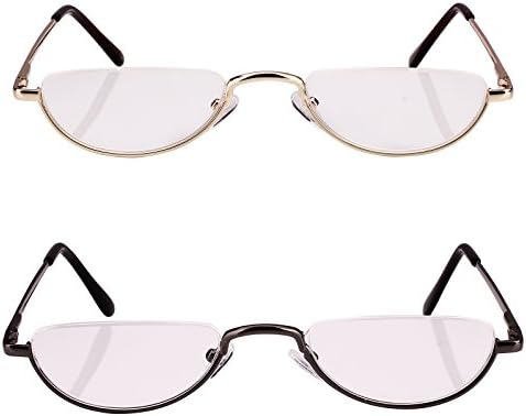 Bestum 2 Pack Reading Glasses for Mens and Womens - Comfortable Metal Frame with Spring Hinge - Pack of 2 Readers