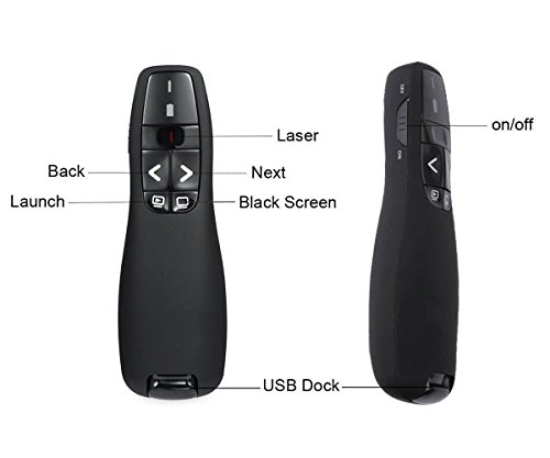 LAKA Wireless Presenter,Support hyperlinks RF 2.4GHz PowerPoint Clicker Presentation, Remote Control PPT Pointer Clicker Flip Pen - Thumbnail 3