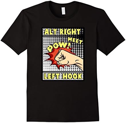 Men's Alt-Right Meet Left Hook Anti Nazi Graphic Tee Political  3XL Black