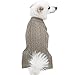 Blueberry Pet Classic Wool Blend Cable Knit Pullover Dog Sweater in Grey Sand, Back Length 16