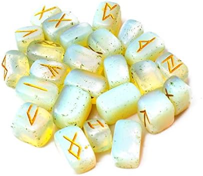 CrystalEra Opalite Stone Spritual Rune Set Natural Healing Crystal Tumbled Gemstone