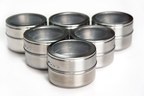 Smartkitch Magnetic Spice Tins with Clear Top Lid, set of 12