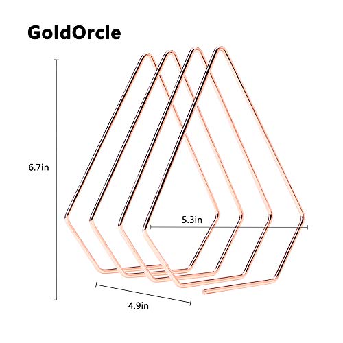 GoldOrcle Metal Mail Sorter Wire File Organizer Mail Sorter Desk Organizer, 3 Slot Diamond Shape Magazine File Holder for Office Home Decor, Set of 2, Rose Gold - Thumbnail 2