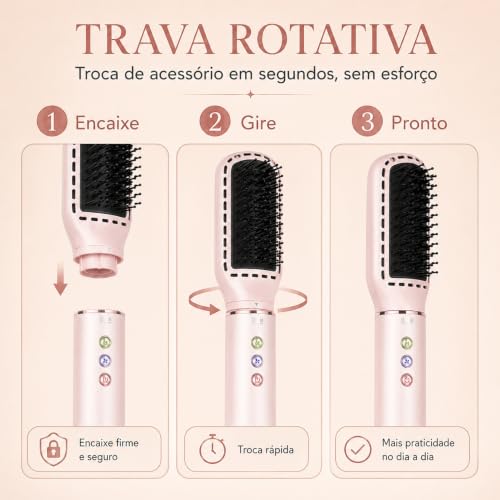 Secador de Cabelo Profissional 8 em 1 - Modelador de Cabelo, Escova de Ar Quente com Difusor, Modelador de Cachos e Secador Iônico, Ideal para Secagem e Ondulação Rápidas (Rosa-220-240V)
