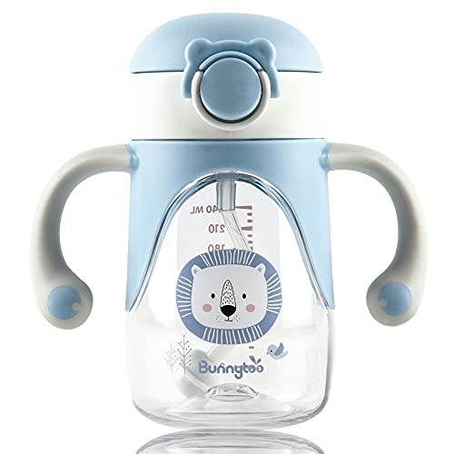280 ml Training Cup,1 Bicchiere Antigoccia Bambini,con Beccuccio Ergonomico in Silicone,Una Tazza 6+Mesi per Imparare a Bere,Tazza Starter Cup con Manici Antiscivolo e Beccuccio,senza BPA -Blu