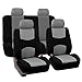 FH Group Universal Fit Full Set Flat Cloth Fabric Car Seat Cover, (Gray/Black) (FH-FB050114, Fit Most Car, Truck, Suv, or Van) primary