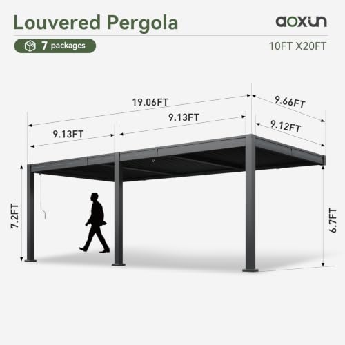 Aoxun 10x20 Wall Mounted Louvered Pergola Review: Adjustable Roof with Drainage image 23