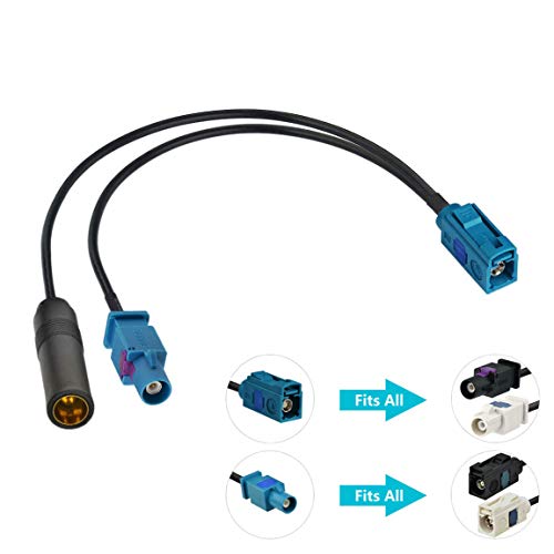 Bingfu Car Antenna Splitter Car Stereo FM AM Radio Antenna Adapter Cable Fakra Z Female Male to Motorola DIN Connector Cable 6 inch for Car Stereo Audio HD Radio Head Unit CD Media Player Receiver