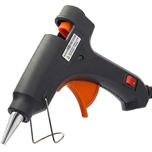 MYFOXI Hot Glue Gun with 25 Refill Sticks for Gluing Crafts, Small Art Projects - Heavy Duty Mini 20W High Temp Pen for Crafting, Jewelry, Wood, Fabric - Professional Tool with Stand, On Off Switch