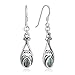 925 Sterling Silver Dangle Hook Earrings Chuvora Jewelry Green Abalone Shell Filigree