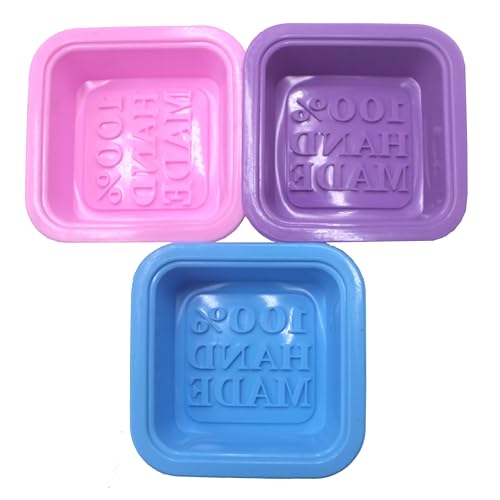 (30-Pack) DIY Handmade Soap Molds, Baking Molds, Cupcake Liners - 100% Handmade Square Silicone - - Microwave, Oven, Refrigerator, Freezer and Dishwasher Safe for Homemade Craft(Purple, Pink, Blue)