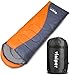 Viniper Sleeping Bag, Comfort, Waterproof and Lightweight Envelope Sleeping Bag with Compression Sack Perfect for 4 Season Traveling, Camping, Hiking, Outdoor Fit Kid Women Men (Orange + Gray)