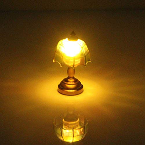 VOSAREA 1/12 Puppenhaus Miniatur Regenschirm Form Lampenschirm LED Schreibtischlampe Büro Tisch Lesen Bücher Lampe Auf… – Bild 3