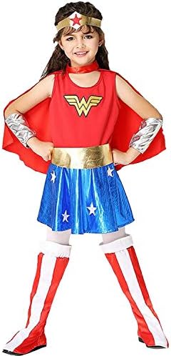 Aifang Halloween Girls Dawn of Justice Wonder Woman Costume Cosplay Make-up for Child Kids with Cape S