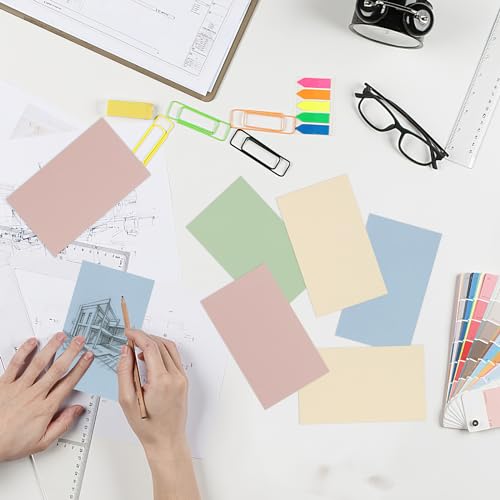 Koogel 180 Stück Karteikarten, 12,7x7,6cm Karteikarten Bunte Karteikarten Lernkarten für Schule Lernen Büro Spielkarten