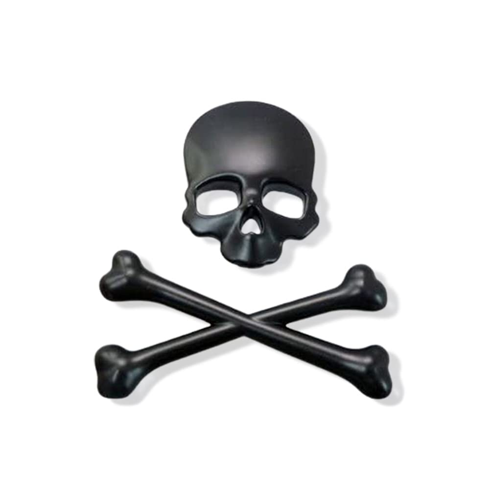 TINYPONY® Black Motorcycle Skull Bone Emblem Metal Decal 3D Sticker for Suzuki Kawasaki Harley Yamaha Honda