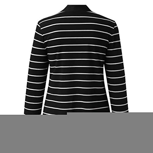 OSTELY Women Fashion Long Sleeve Striped Open Front Long Type Kimono Cardigans Outerwear(Black,XXL)