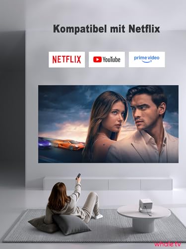 Smart Mini Beamer 4k [Offiziell Lizenzierter APP ] VISSPL 3200ANSI 4K Heimkino & Outdoor Beamer, Autofokus/Trapezkorrektur, WiFi6 Bluetooth Full HD 1080P Video Projektor für Handy/PC