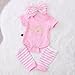 3pcs Newborn Infant Baby Girls Clothes Tops Romper+Warm Leggings+Headband Outfits Set (0-3 Months, Pink)