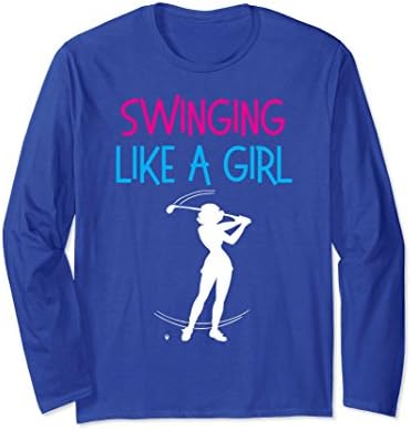 Unisex Women Golfer long sleeve T-Shirt Girl Golf Apparel Small Royal Blue