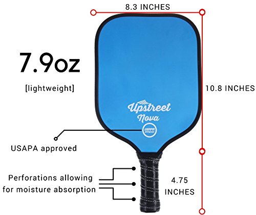 Upstreet USAPA Approved Graphite Pickleball Paddle - Polymer Honeycomb Composite Core - Paddles Include Racket Cover
