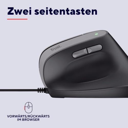 Yuno Vertikale Maus, Ergonomische Maus für Rechtshänder, Schwarz