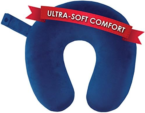 My Perfect Nights Premium Travel Neck Pillow (Blue) Super Soft Memory Foam with Washable Cover by