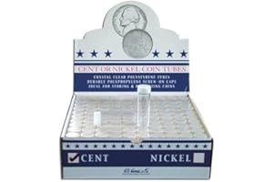 WUIIL 100 Round Cent Coin Tubes Round Cent New Crystal Clear Polystyrene - Box 100