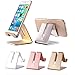 Cell Phone Desk Stand Holder - ToBeoneer Aluminum Desktop Solid Portable Universal Desk Stand for All Mobile Smart Phone Tablet Display Huawei iPhone 7 6 Plus 5 Ipad 2 3 4 Ipad Mini Samsung (Gold) primary