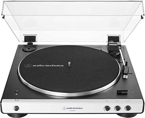 Audio-Technica at-LP60XBT-WH Fully Automatic Bluetooth Belt-Drive Stereo Turntable, White/Black (Renewed)