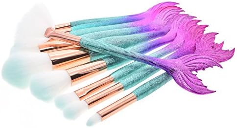 Dolovemk 10 Pieces 4th Gen Mermaid Fish-tail Soft Makeup Brushes Set,Mermaid Makeup Brushes Set Professional