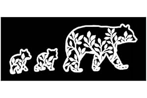 Mama Bear Cubs Vine Vinyl Decal |White | Made in USA by Foxtail Decals | for Car Windows, Tablets, Laptops, Water Bottles, etc. |8.0 x 3.2 inch