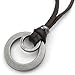 KONOV Mens Womens Double Ring Pendant Adjustable Leather Cord Necklace Chain, Brown Silver