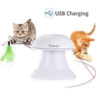 DADYPET Cat Laser Toy, 2 in 1 Automatic Non-Handheld Cat Chaser Toy and Interactive Feather Toy, Auto Rotating Light Cat Chaser Toy for Cats and Dogs