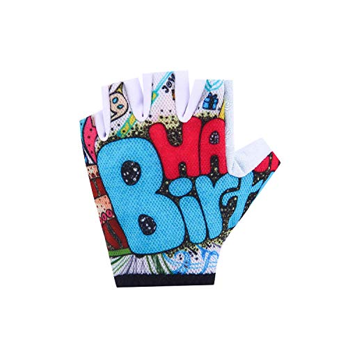 Roaming Kids Gloves for Age3-10, Great for Boys Girls Outdoor Sports, Cycling, Riding, Climbing, Scooter etc. (3-4Years, HappyBirthday-Half Finger)
