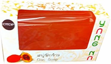 3 Bars of Gac Soap; Enriched with Gac Fruit (Spring Bitter Cucumber) Extract, Naturally and Gently Cleanse. Otop (One Tambon One Product) By Yangna Brand. (90 G/ bar soap)