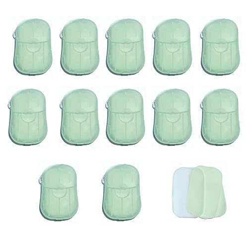 Bamsod 12 Boxes (240 sheets) Soap Paper Sheets Portable Disposable Travel Scented Bath Slice Sheet Foaming Paper Soap Confetti Slide Flakes for Travel and Outdoor (Wormwood)