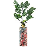 SIGNWIN Monstera Tree with Red, Blue & Black Mandala Pattern Vase Geometric Shapes Minimalism Zen Relax/Calm Multicolor Ultra for Living Room, Bedroom, Office - X-Large 5 Feet (60