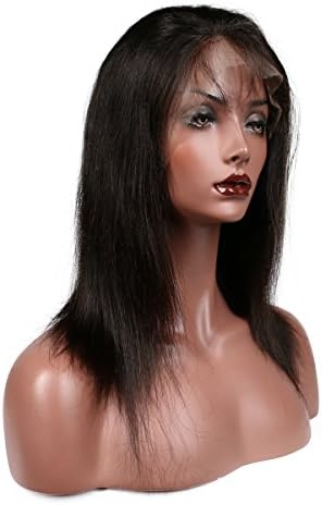 Slove Hair Human Hair Lace Front Wigs for Black Women 100% Brazilian Virgin Real Human Hair Wigs Straight Lace Frontal Wigs with Baby Hair Bleached Knots Natural Black 10 Inch