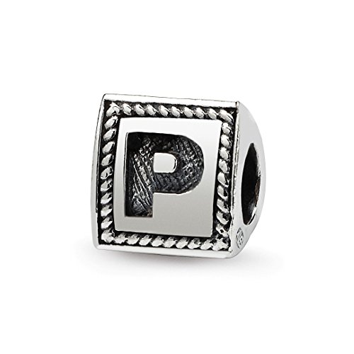 925 Sterling Silver Charm For Bracelet Letter P Triangle Block Bead Alphabet Fine Jewelry Gifts For Women For Her