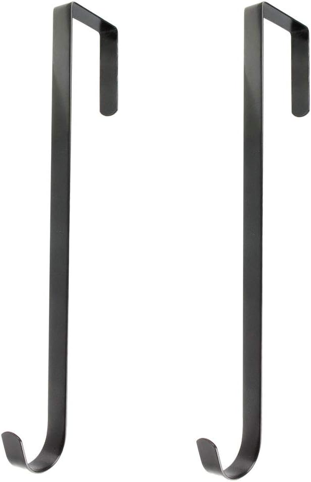 Wreath Hangers - BNYZWOT 15 Inches Heavy Duty Wreath Hanger for Front Door Door Large Wreath Hanger Christmas Wreaths Decorative Hook Premium Sturdy Metal Black Pack of 2