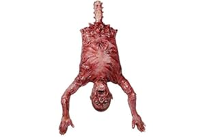 MOLEZU Hanging Torso Severed Skinned, Halloween Party Props Latex Limbless Hanging Half Body Corpse Haunted House Decorations 40x30x7 inches (A)