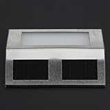 Solar Power Steel LED Light Pathway Step Stairs Wall Garden Yard Lamp
