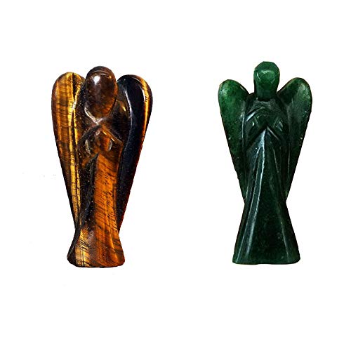 Wonder Care Pocket Guardian Angel Crystal Natural Gemstone Reiki Healing Energy Carved Statue Figurines, Chakra balancing, meditation, aesthetic (1.5"-2.0") (pack of 2)