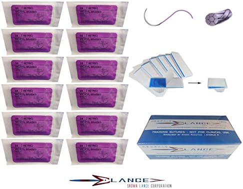 Sigma Lance's Sterile Suture Packs for Educational and Training Purposes - Multiple suture types available - 6 Sharps Pads included - Polypropylene, Silk, Vicryl, Multipack - Best quality and best value! (3.0 Vicryl)