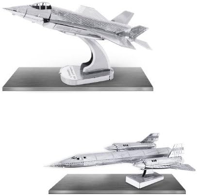 Metal Earth 3D Laser Cut Models - Lockheed Martin SR71 Blackbird AND F35 Lightning II Jet Airplanes = SET OF 2